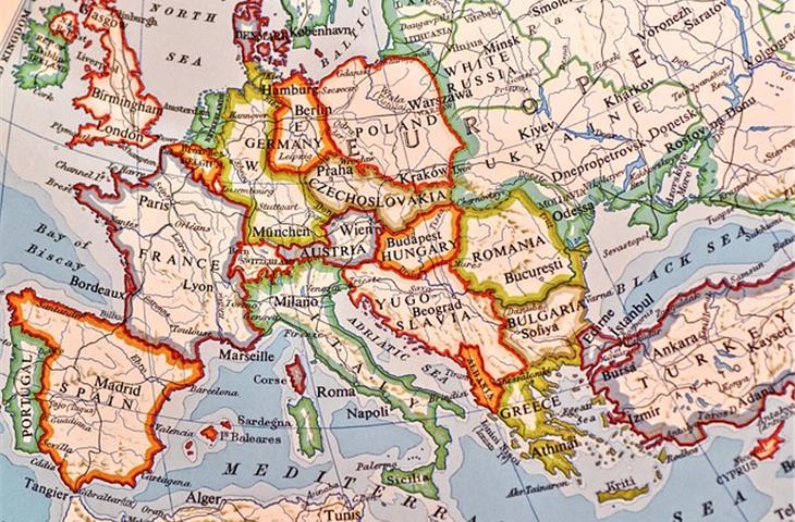 black and white map of europe